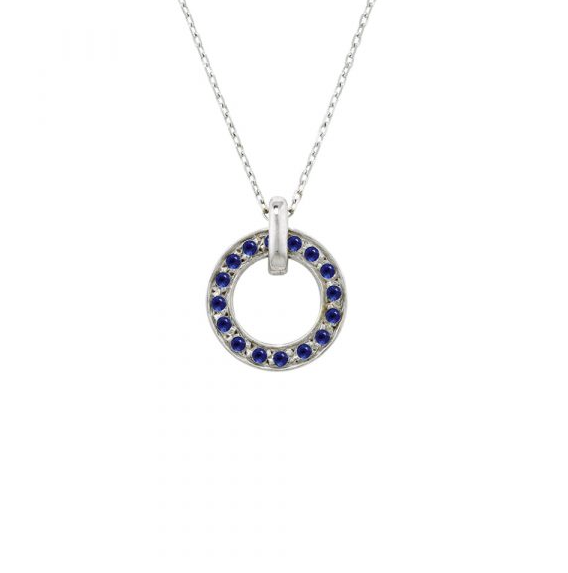 Sapphire Meridian Circle Pendant Necklace