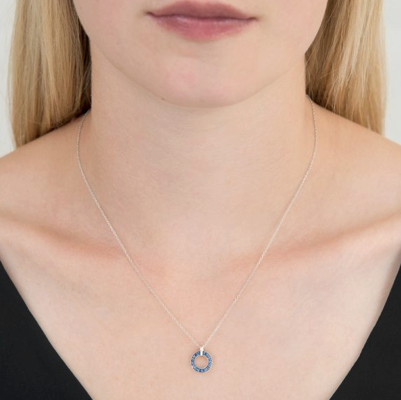 Sapphire Meridian Circle Pendant Necklace