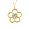 Aquamarine March Birthstone Flower Pendant Necklace