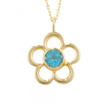 Blue Topaz November Birthstone Flower Pendant Necklace