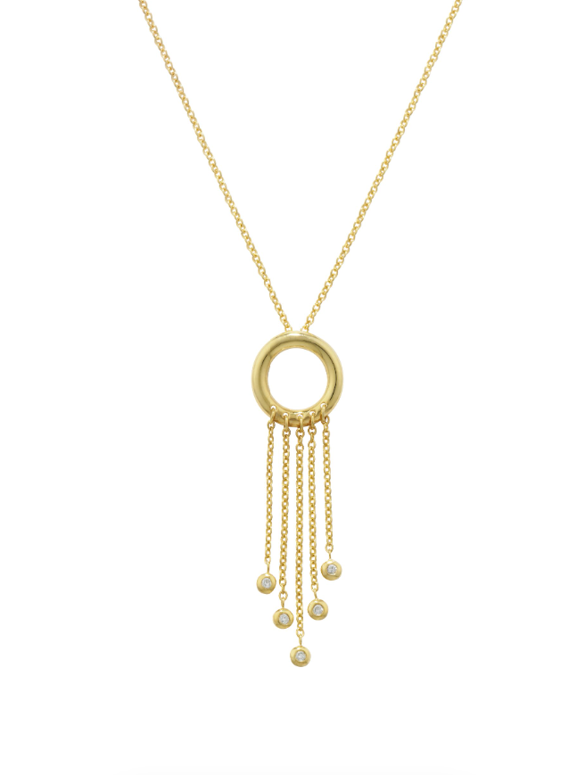 Circle and Diamond Pendant Necklace