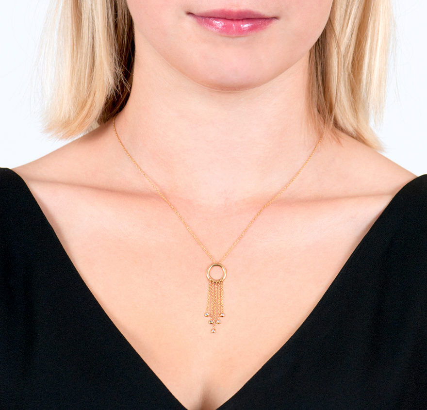 Circle and Diamond Pendant Necklace