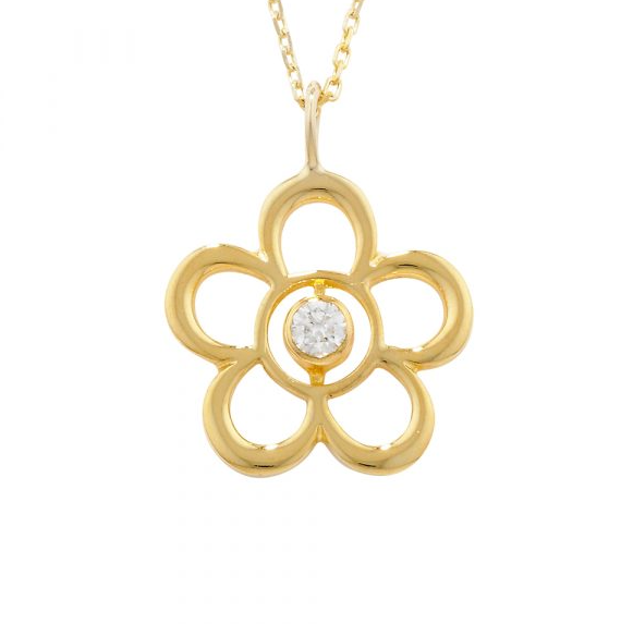 Diamond Flower April Birthstone Pendant