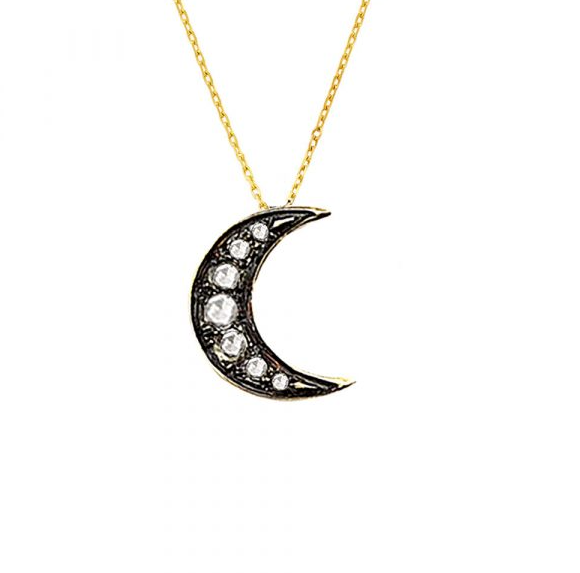 Diamond Moon Pendant Necklace